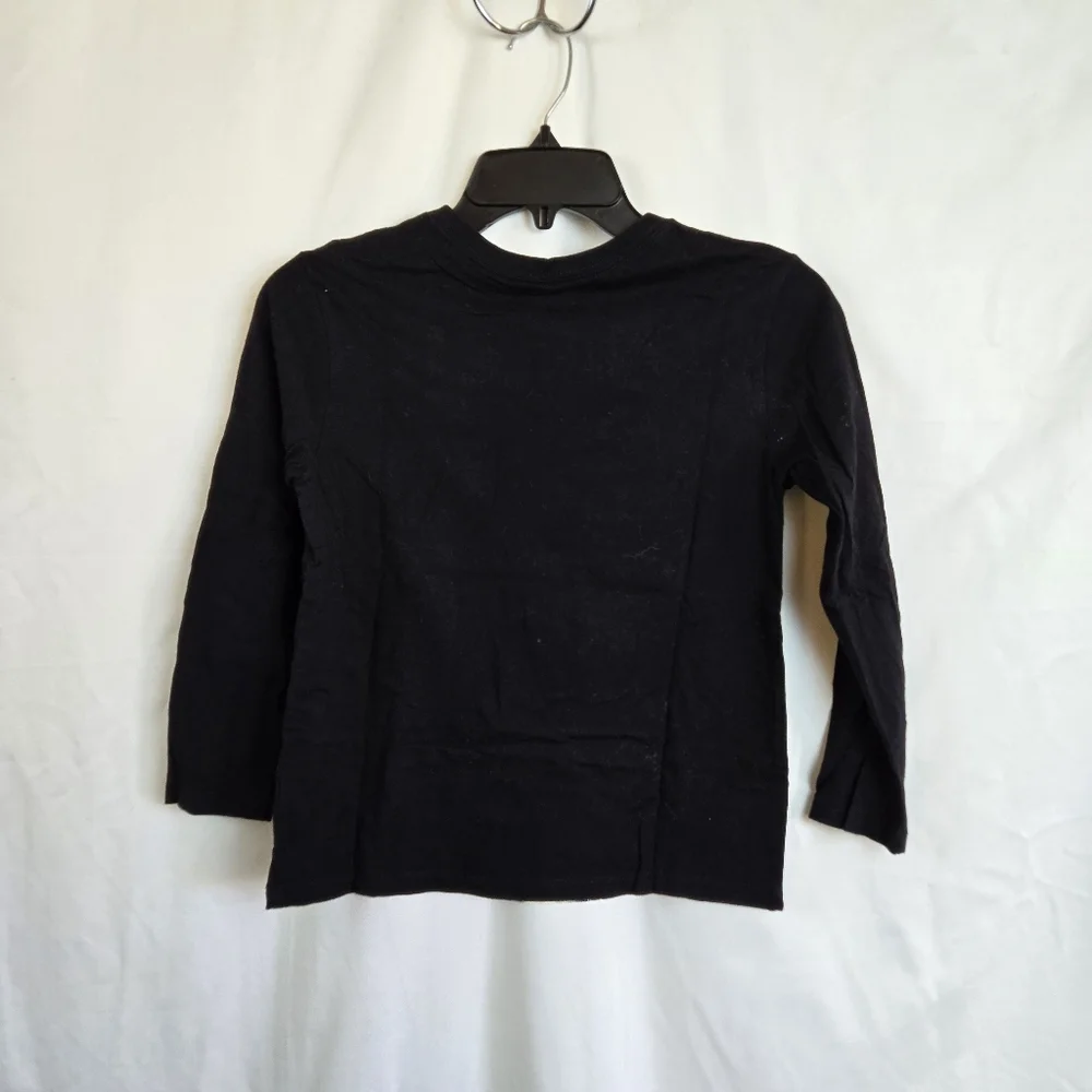 Children's Place Boys Black Long Sleeve Glow in the Dark Skull Moon‎ Space Tee M
